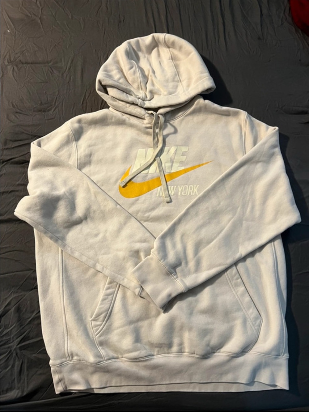 Nike Crewneck Hoodie in Light Gray with Yellow Swoosh